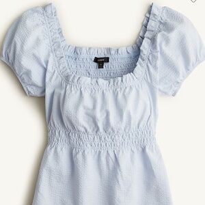 J. Crew Seersucker Smocked Top